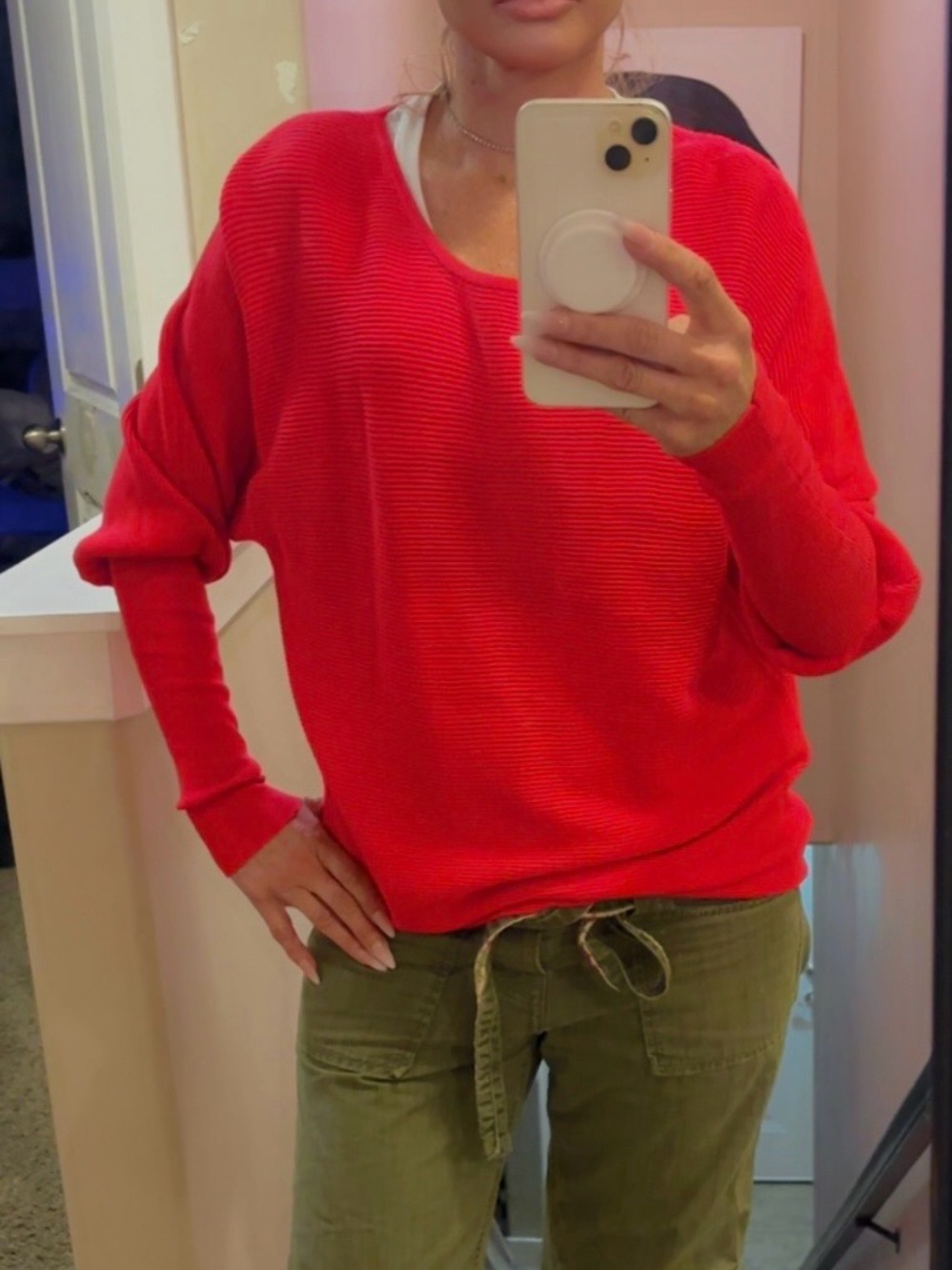 Women’s Red Lightweight Crewneck Sweater